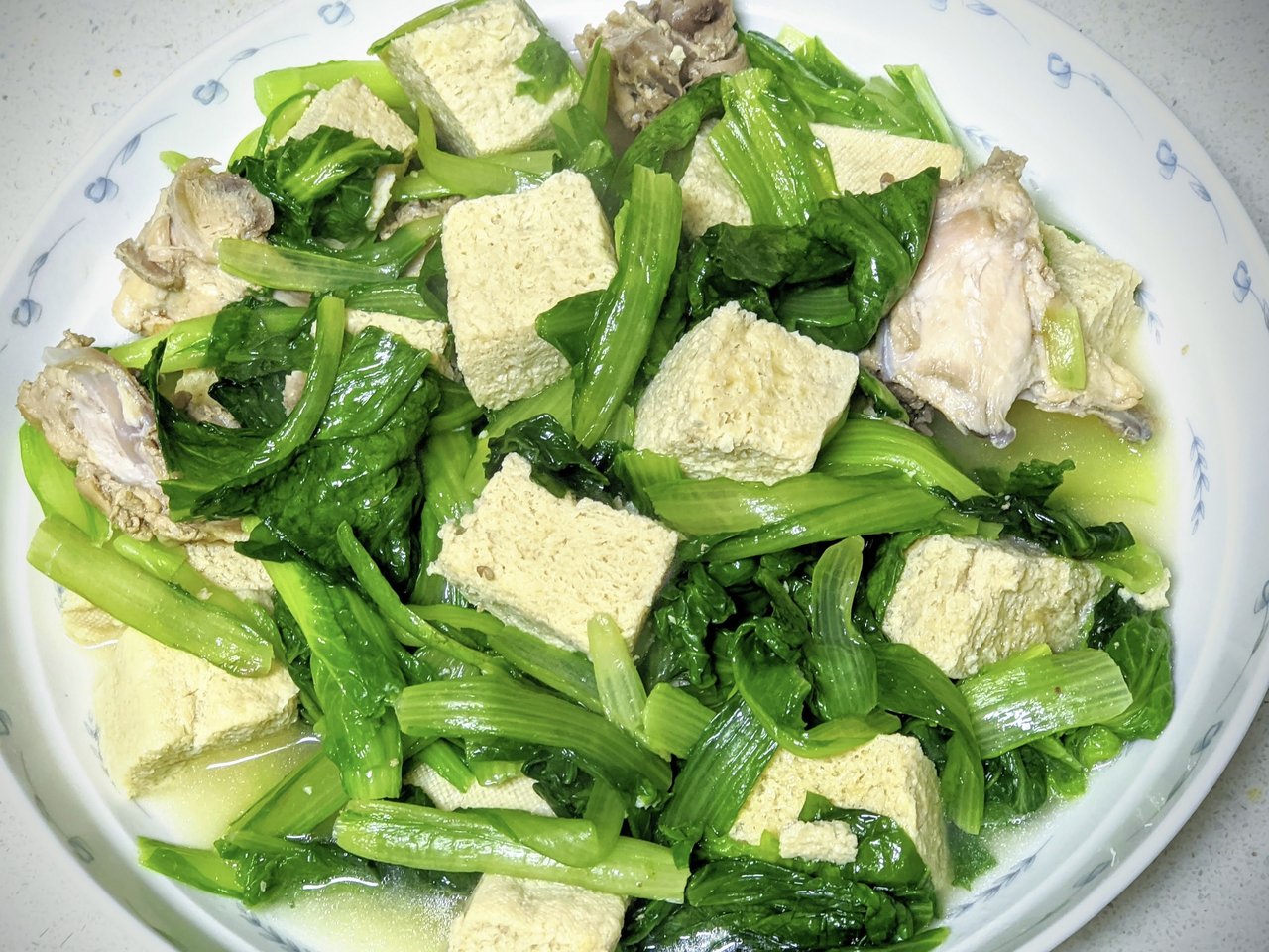 小白菜炖冻豆腐